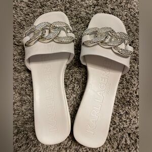 NWT Karl Lagerfeld Paris Jazelle Slip-on Women’s embellished Slide Sandals
